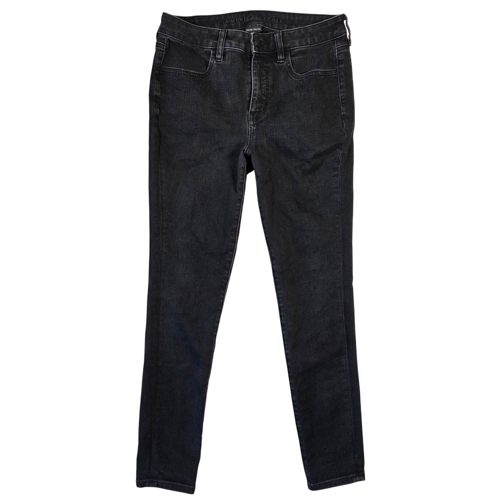 American Eagle Hi-Rise Jegging Dream Stretch Faded Black Skinny Jeans Womens 8 R